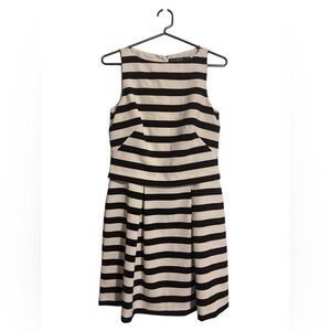 Ralph Lauren Black and Cream Striped Midi Dress